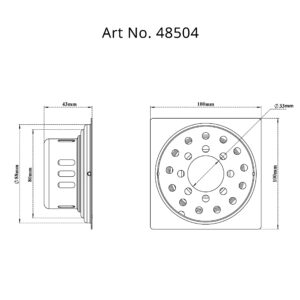 Drain with Cockroach Trap Square