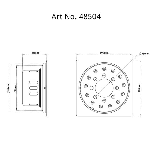 Drain with Cockroach Trap Square