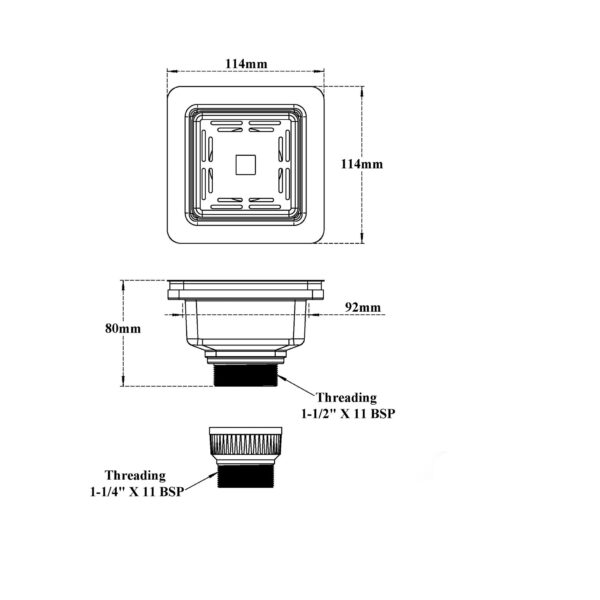 Sink Stainer (Sink Waste Coupling) Square