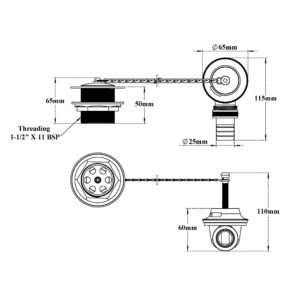 Bathtub Overflow Set (with Chain Plug Waste Coupling)