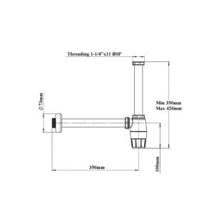 Bottle Trap White 12″ In & 12″ Out Pipes